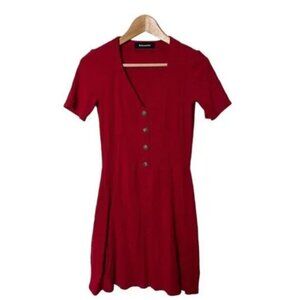 Reformation Cardinal Ribbed Dress Red L 0637